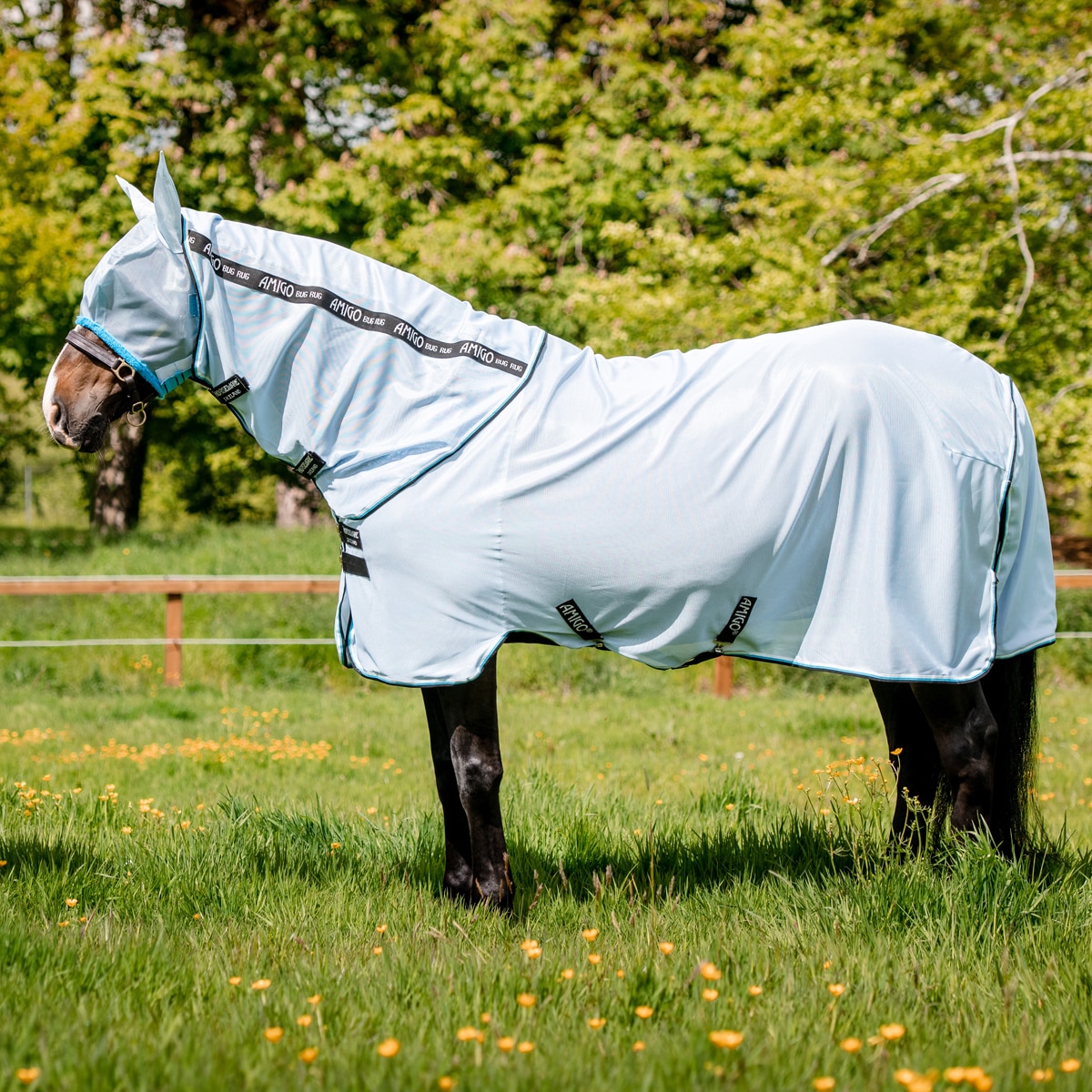 Shires Tempest Fly Rug Sheet mesh Combo Fixed neck Turnout white 