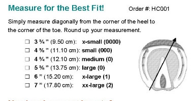 Sizing Chart for The Hoof Sock