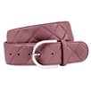 The Tailored Sportsman Quilted "C" Leather Belt - Rosey/Silver