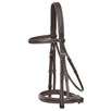 Plymouth&reg; Elite Hunter Bridle by SmartPak - Chocolate w/ White Fancy Stitching