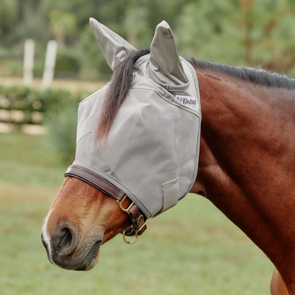 Yearling Large Pony Cashel Crusader Standard Fly Mask No Ears Nose Grey U-FMYS 