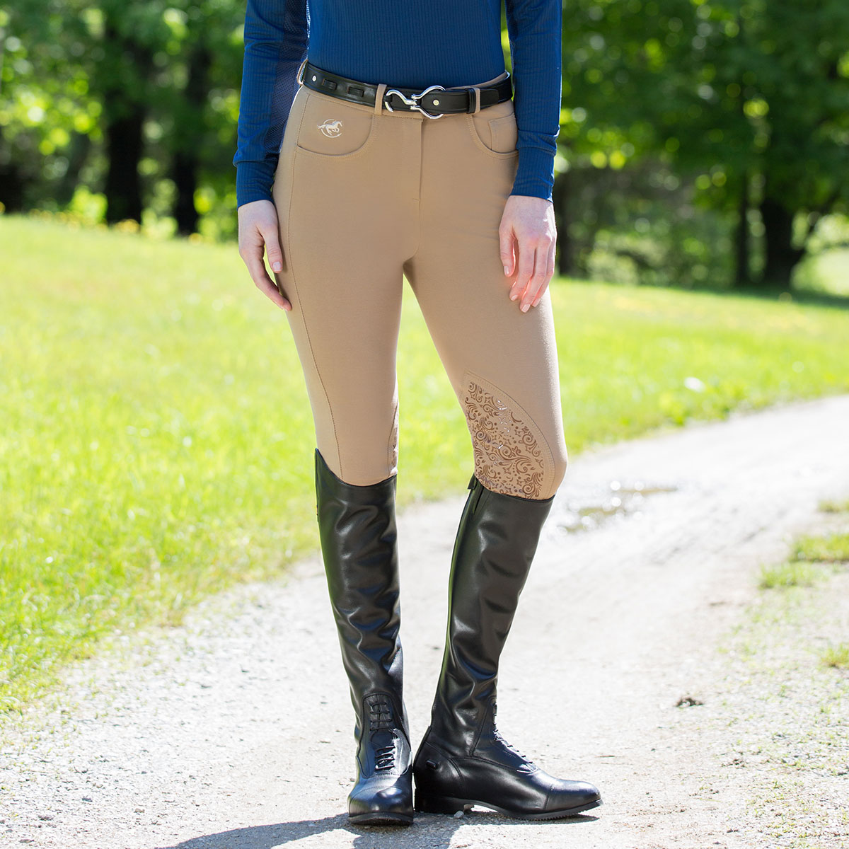 Piper Knit Breeches by SmartPak - Mid Rise Knee Patch