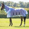 Shires Highlander Fine Mesh Fly Sheet & Neck Set - White w/ Teal & Mustard