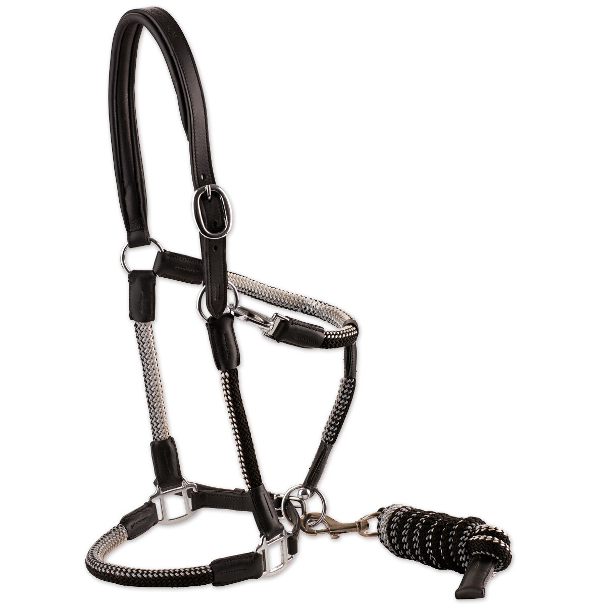 Kavalkade Cavo Padded Leather Rope Headcollar with Leadrope
