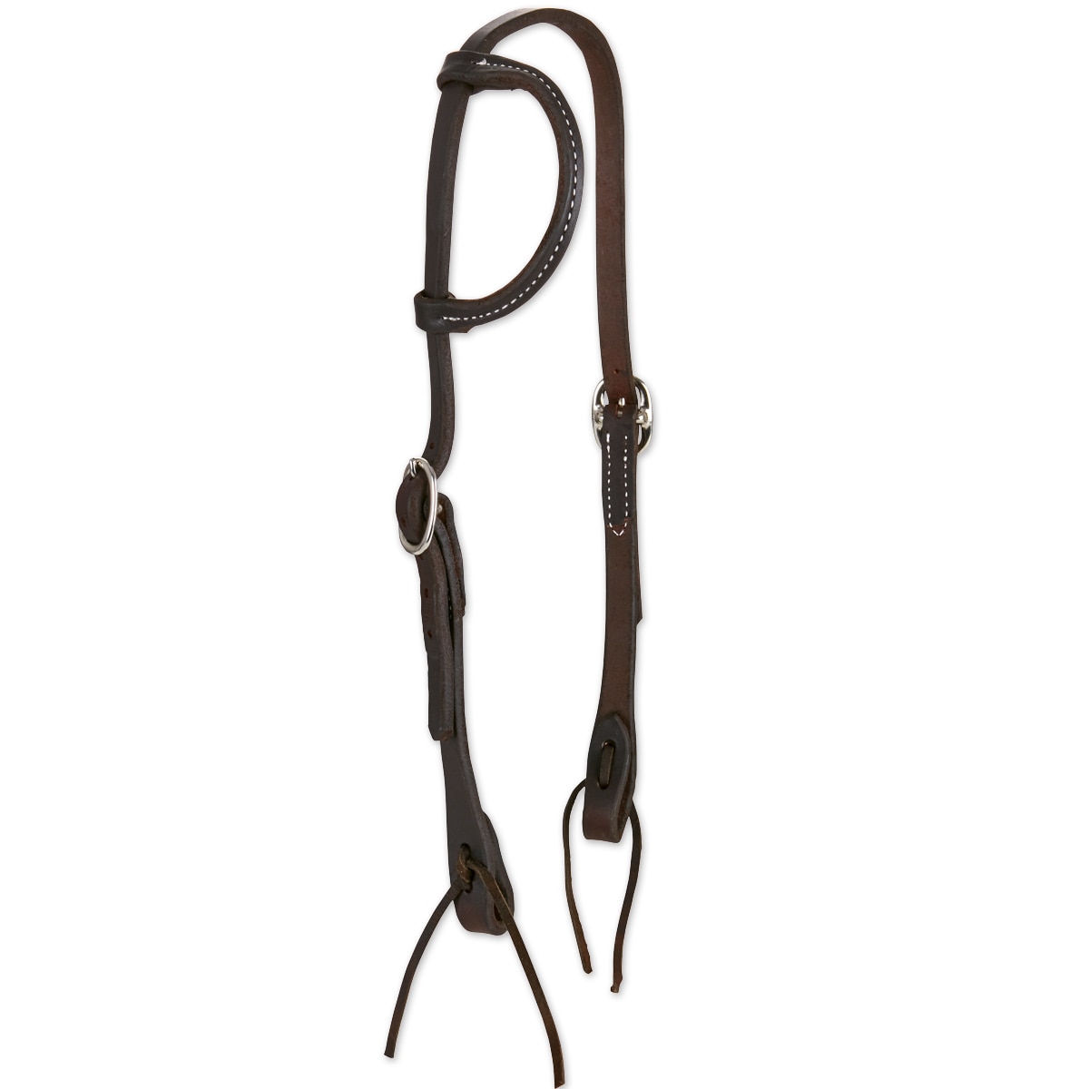 Tough-1 Premium Harness Leather Browband Headstall with Tie Ends Stitched 