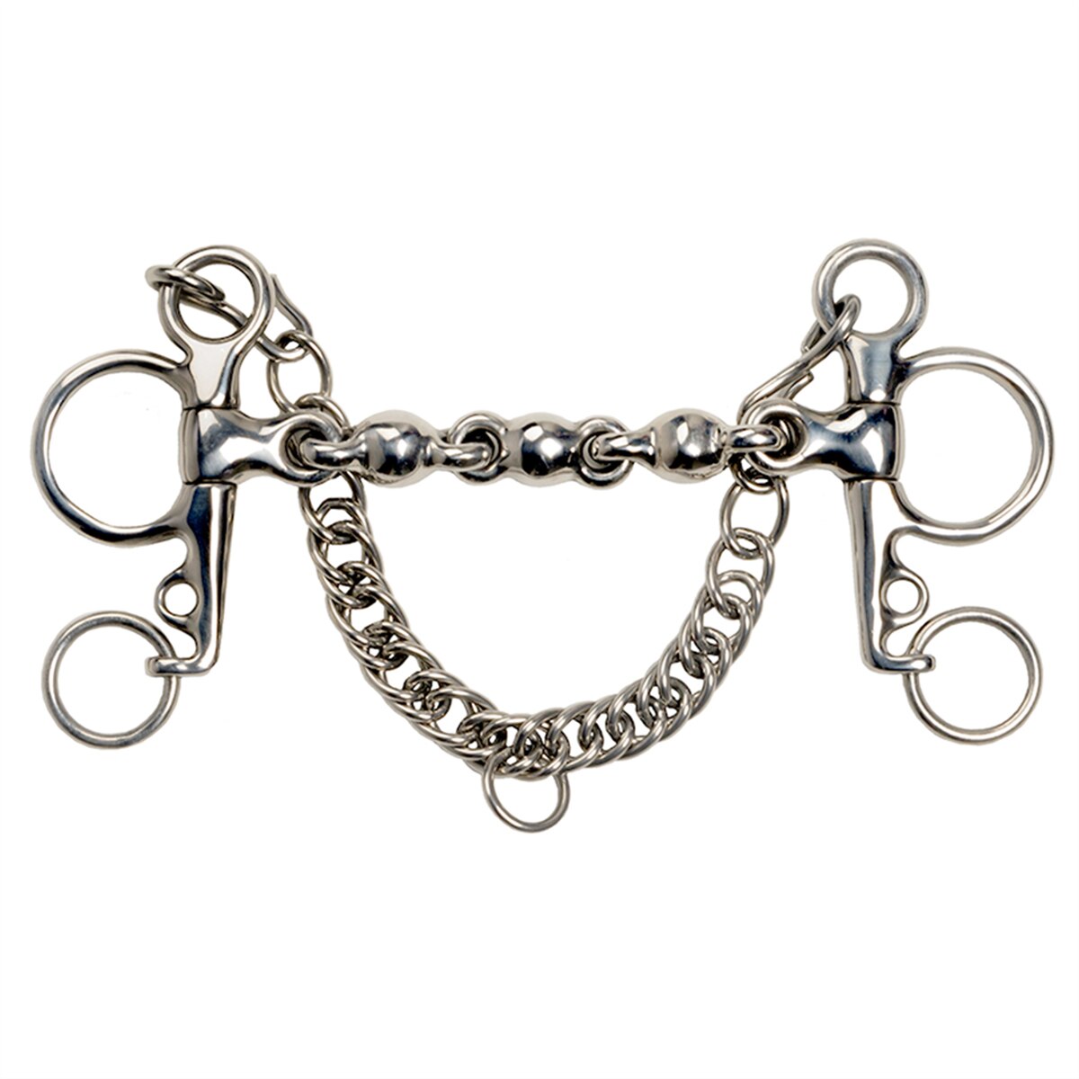 Shires Medium Port Mouth Pelham Bit Stainless Steel with Curb Chain