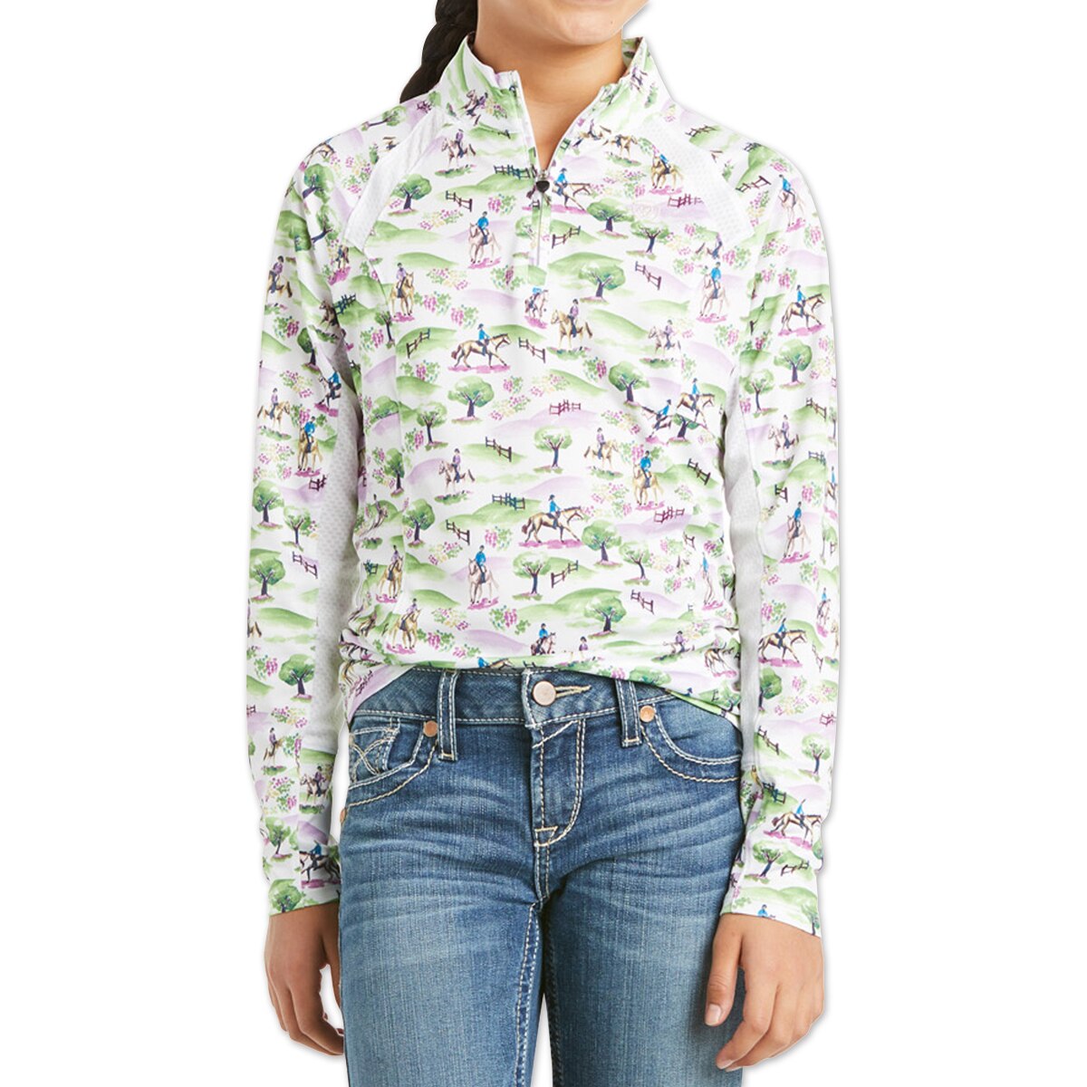 Chemise Technique Fille Ariat Sunstopper Pro 2.0 - 1/4 Zip, Protection UV - Prix Promo !