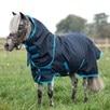 Amigo&reg; Hero 6 Ripstop Petite Plus Turnout Blanket - Navy w/ Electric Blue  & Navy Trim