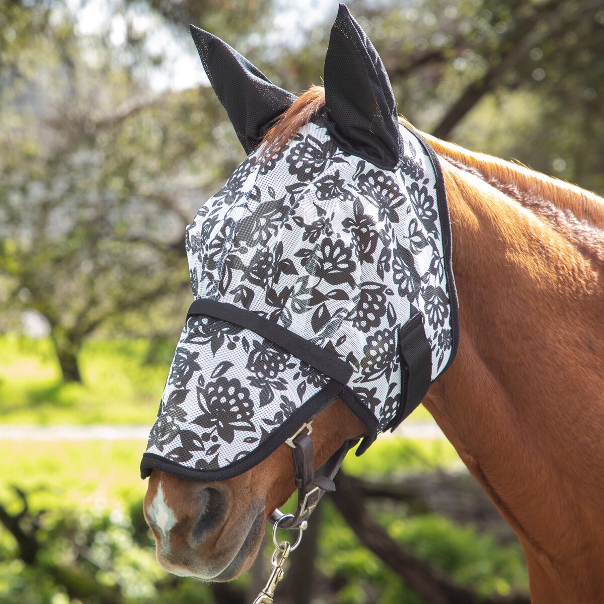 Horze Zebra Fly Mask with Ears and Detachable Nose 