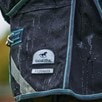 SmartPak Ultimate WeatherShield Turnout Blanket - Black w/Charcoal & Dusty Blue Trim & White Piping