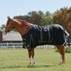 SmartPak Ultimate WeatherShield Turnout Blanket - Black w/Charcoal & Dusty Blue Trim & White Piping