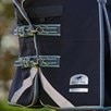 SmartPak Ultimate WeatherShield Turnout Blanket - Black w/Charcoal & Dusty Blue Trim & White Piping