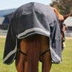 SmartPak Ultimate WeatherShield Turnout Blanket - Black w/Charcoal & Dusty Blue Trim & White Piping