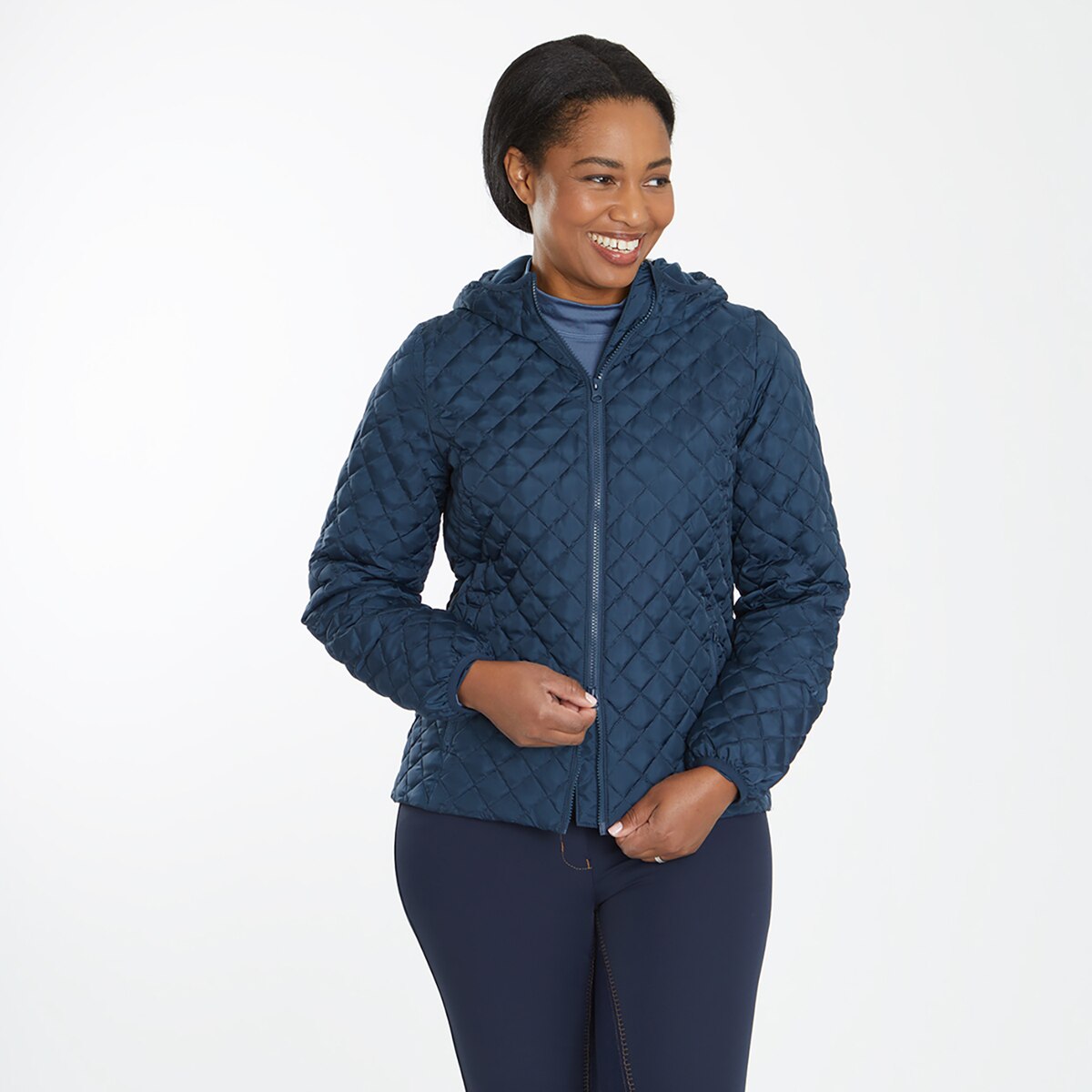 Hooded shell-trimmed quilted fleece and stretch-jersey downjacket