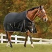 SmartPak Deluxe SportTech Turnout Blanket - Black w/ Grey Trim & White Piping