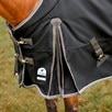 SmartPak Deluxe SportTech Turnout Blanket - Black w/ Grey Trim & White Piping