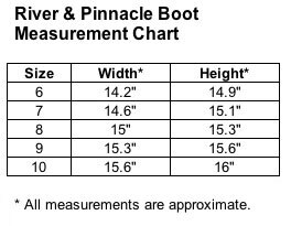 dublin river boots size chart