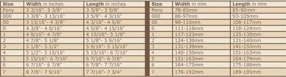 Sizing Chart for Easyboot Epic Replacement Gaiters