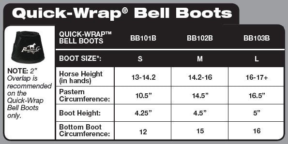 Classic Equine Boot Size Chart