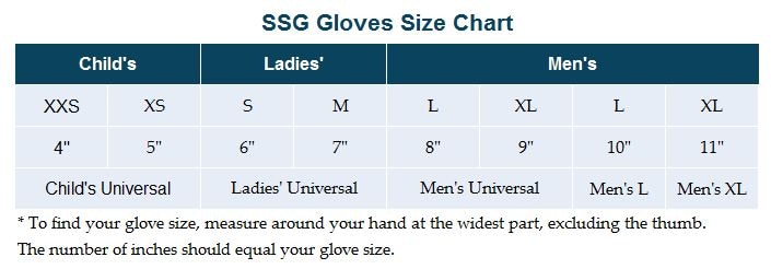 Sizing Chart for SSG 10 Below&trade; Waterproof Winter Glove