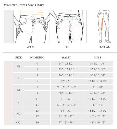 Wrangler Jeans Women's Size Chart