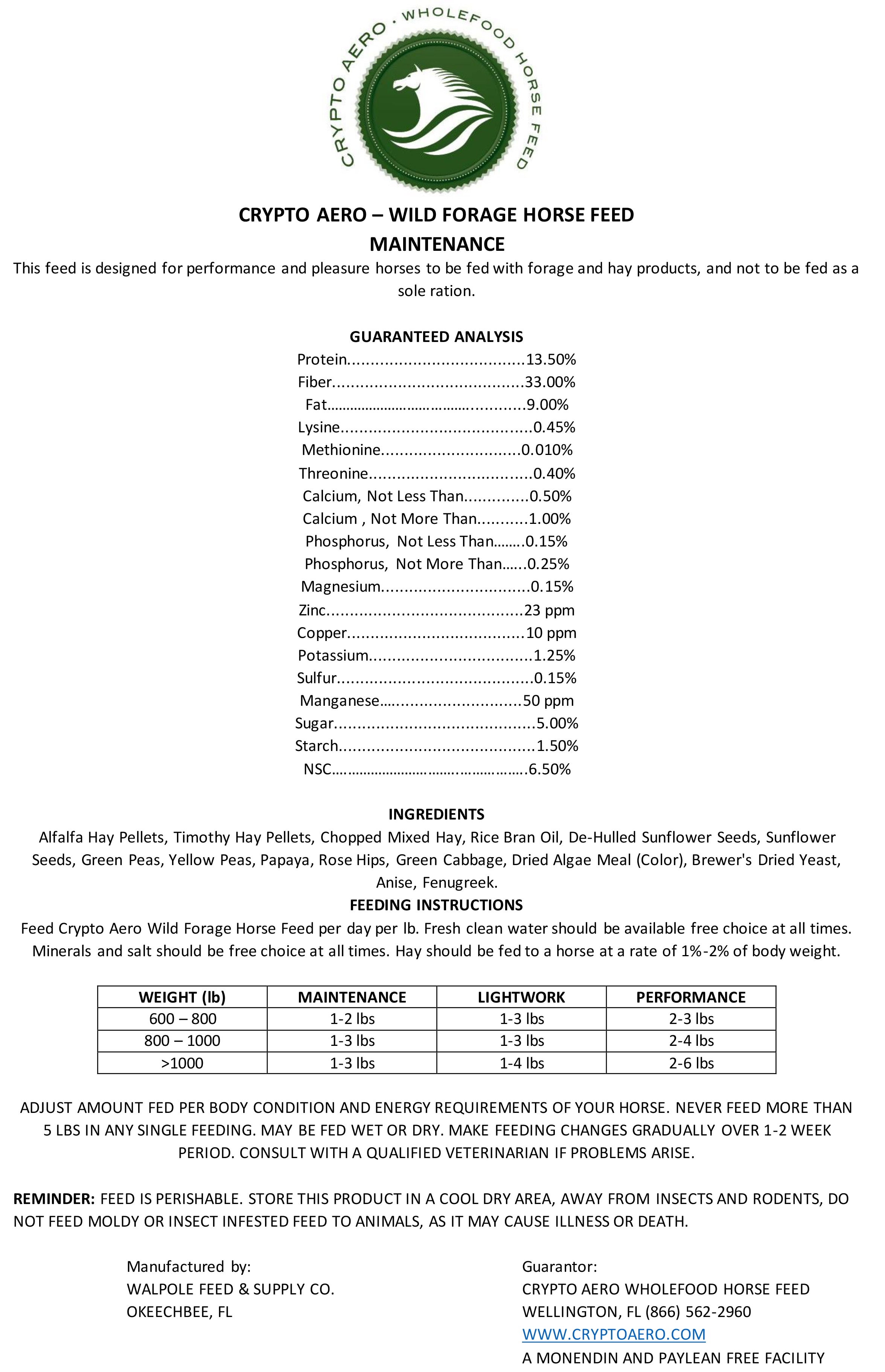 Crypto Aero Wild Forage Horse Feed